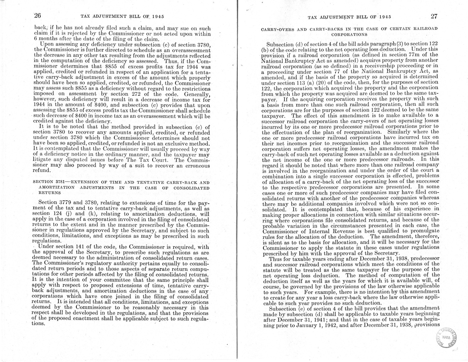 Memorandum from Harold D. Smith to M. C. Latta, H.R. 3633, to Facilitate Reconversion, and for Other Purposes, with Attachments
