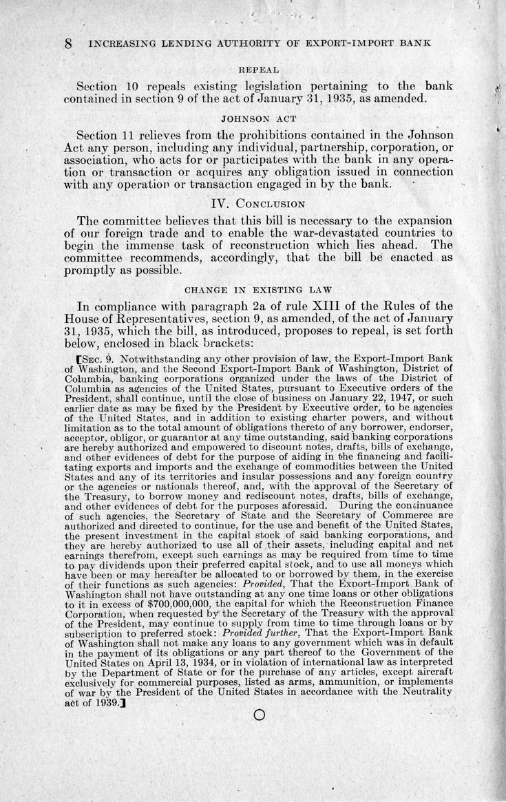 Memorandum from Harold D. Smith to M. C. Latta, H.R. 3771, To Provide for Increasing the Lending Authority of the Export-Import Bank of Washington, with Attachments