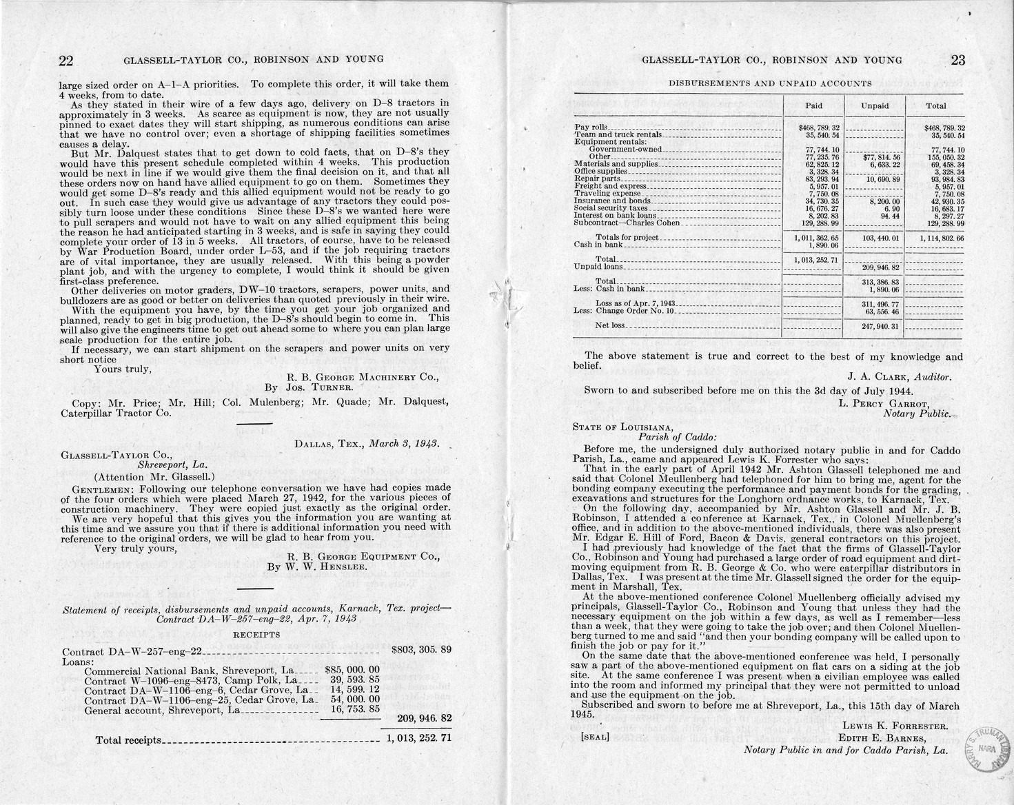 Memorandum from Paul Appleby to M. C. Latta, H.R. 1975, For the Relief of the Glassell-Taylor Company, Robinson and Young, with Attachments