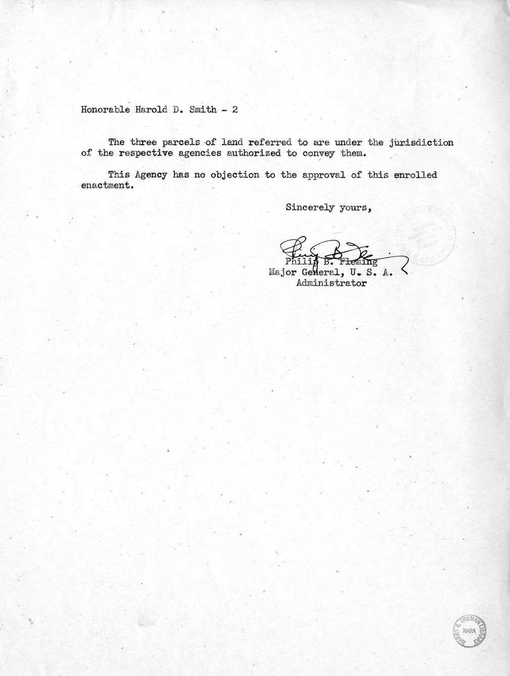 Memorandum from Frederick J. Bailey to M. C. Latta, S. 888, To Authorize the Exchange of Certain Lands in the Vicinity of the War Department Pentagon Building in Arlington, Virginia, with Attachments
