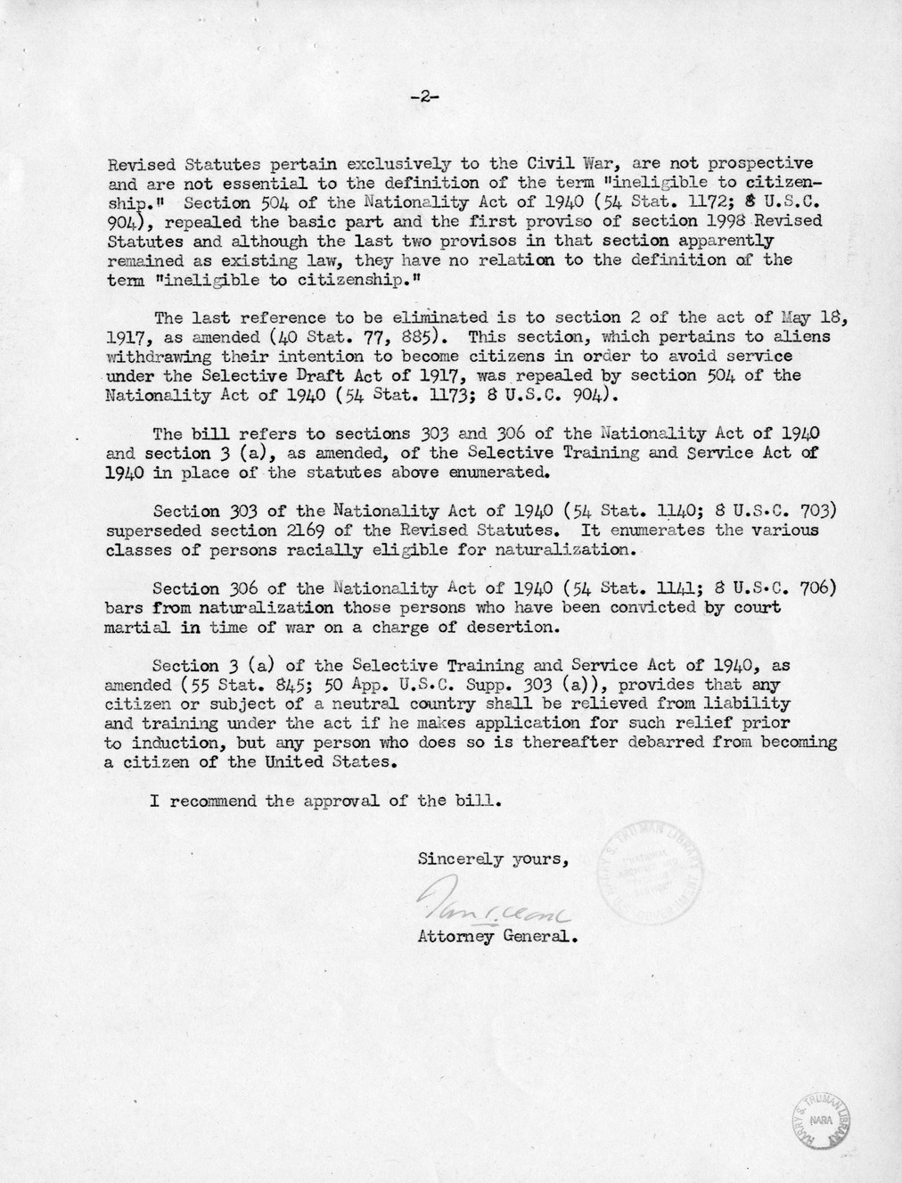 Memorandum from Frederick J. Bailey to M. C. Latta, H.R. 390, To Amend Section 28 (C) of the Immigration Act of 1924, with Attachments