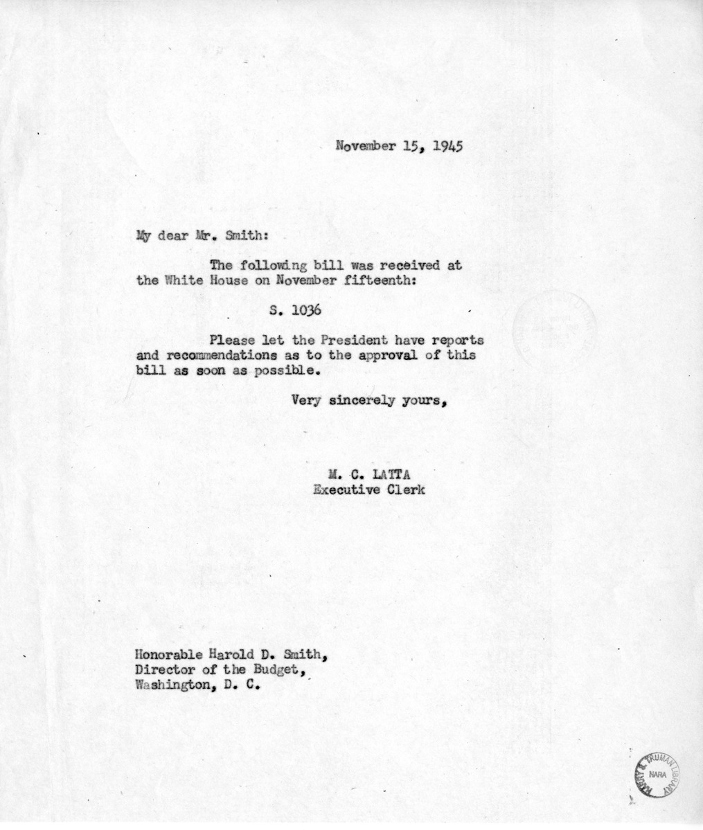 Memorandum From M.C. Latta to Harold D. Smith
