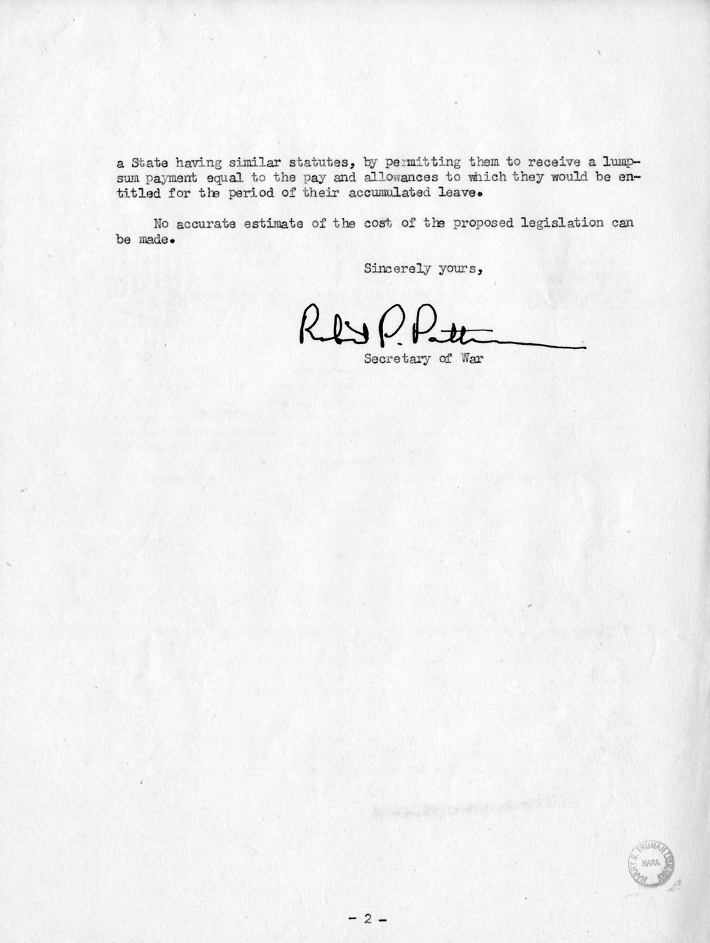 Memorandum from Harold D. Smith to M. C. Latta, S. 1036, To Provide for the Adjustment of Compensation of Certain Members or Former Members of the Armed Forces of the United States Who, Before the Expiration of Their Terminal Leave, Have Performed, or Shall Hereafter Perform, Civilian Services for the United States, with Attachments
