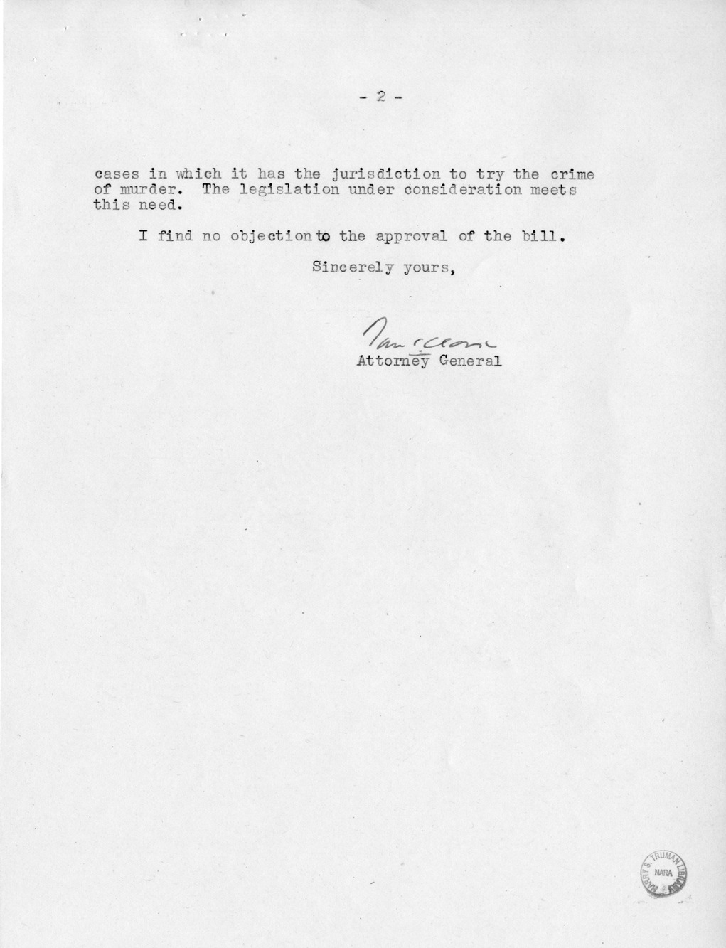 Memorandum from Frederick J. Bailey to M. C. Latta, S. 1308, To Amend Article 6 of the Articles for the Government of the Navy, with Attachments