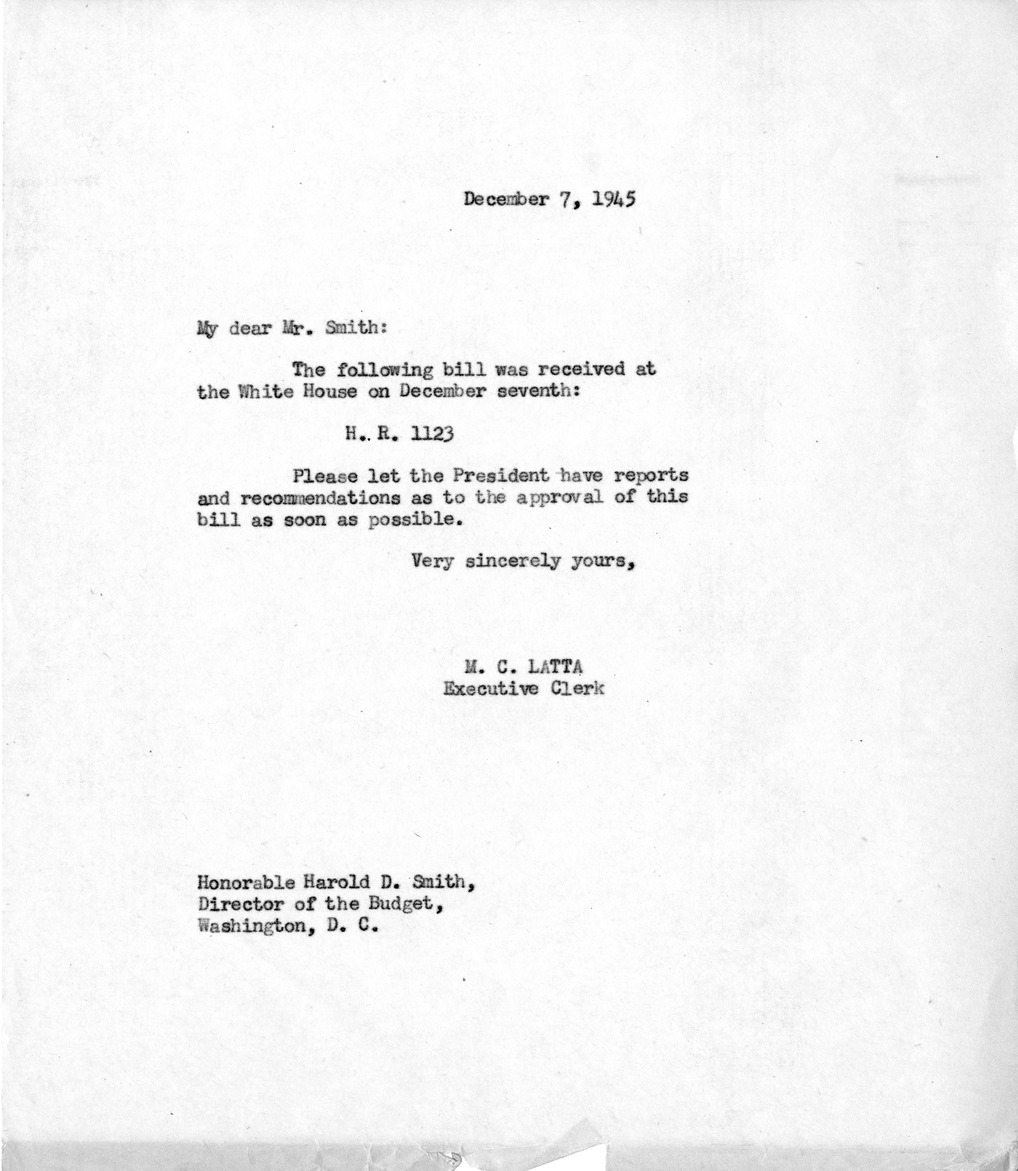 Memorandum from M.C. Latta to Harold D. Smith