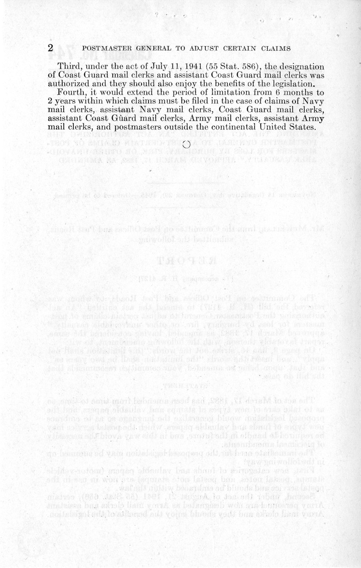 Memorandum from Paul H. Appleby to M. C. Latta, H.R. 4127, To Amend An Act Authorizing the Postmaster General to Adjust Certain Claims of Postmasters for Loss by Burglary, Fire, or Other Unavoidable Casualty, Approved March 17, 1882, with Attachments