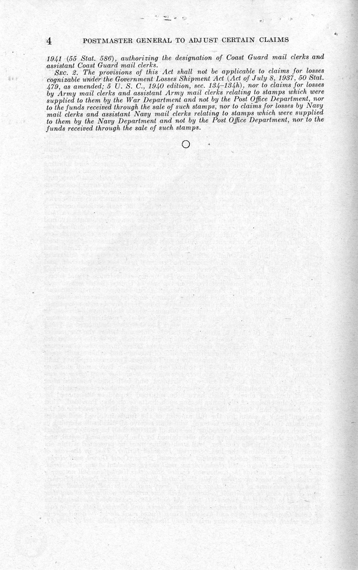 Memorandum from Paul H. Appleby to M. C. Latta, H.R. 4127, To Amend An Act Authorizing the Postmaster General to Adjust Certain Claims of Postmasters for Loss by Burglary, Fire, or Other Unavoidable Casualty, Approved March 17, 1882, with Attachments