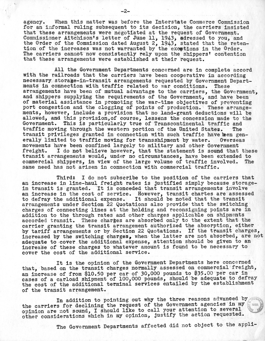 Memorandum from Harold D. Smith to M. C. Latta, H.R. 694, To Amend Section 321, Title III, Part II, Transportation Act of 1940, with Respect to the Movement of Government Traffic, with Attachments