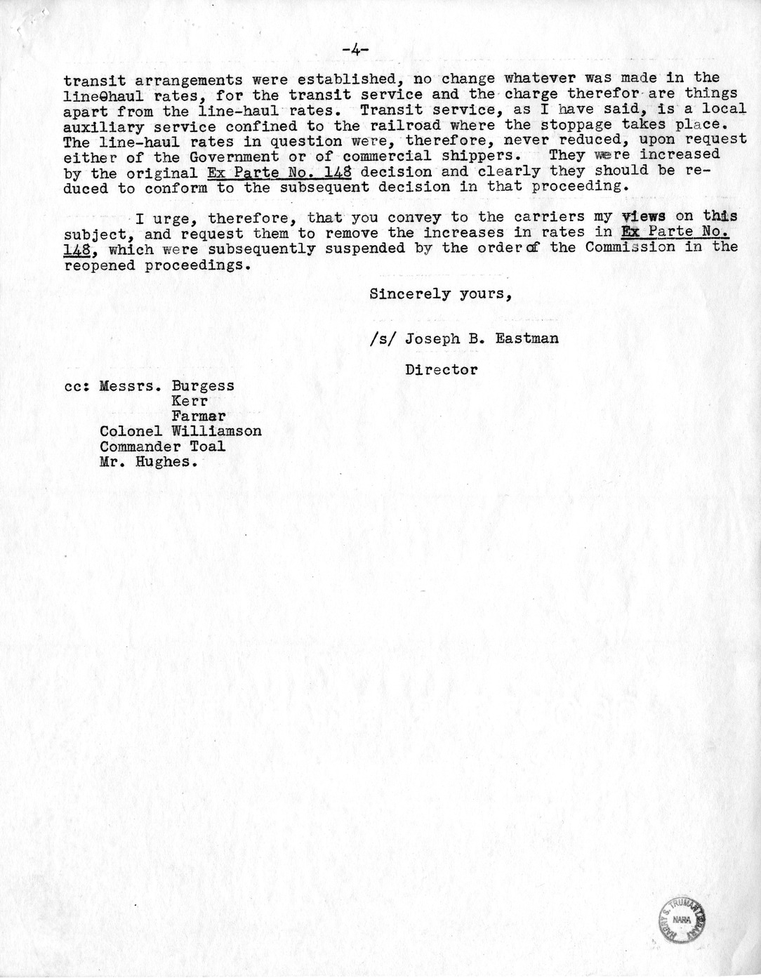 Memorandum from Harold D. Smith to M. C. Latta, H.R. 694, To Amend Section 321, Title III, Part II, Transportation Act of 1940, with Respect to the Movement of Government Traffic, with Attachments