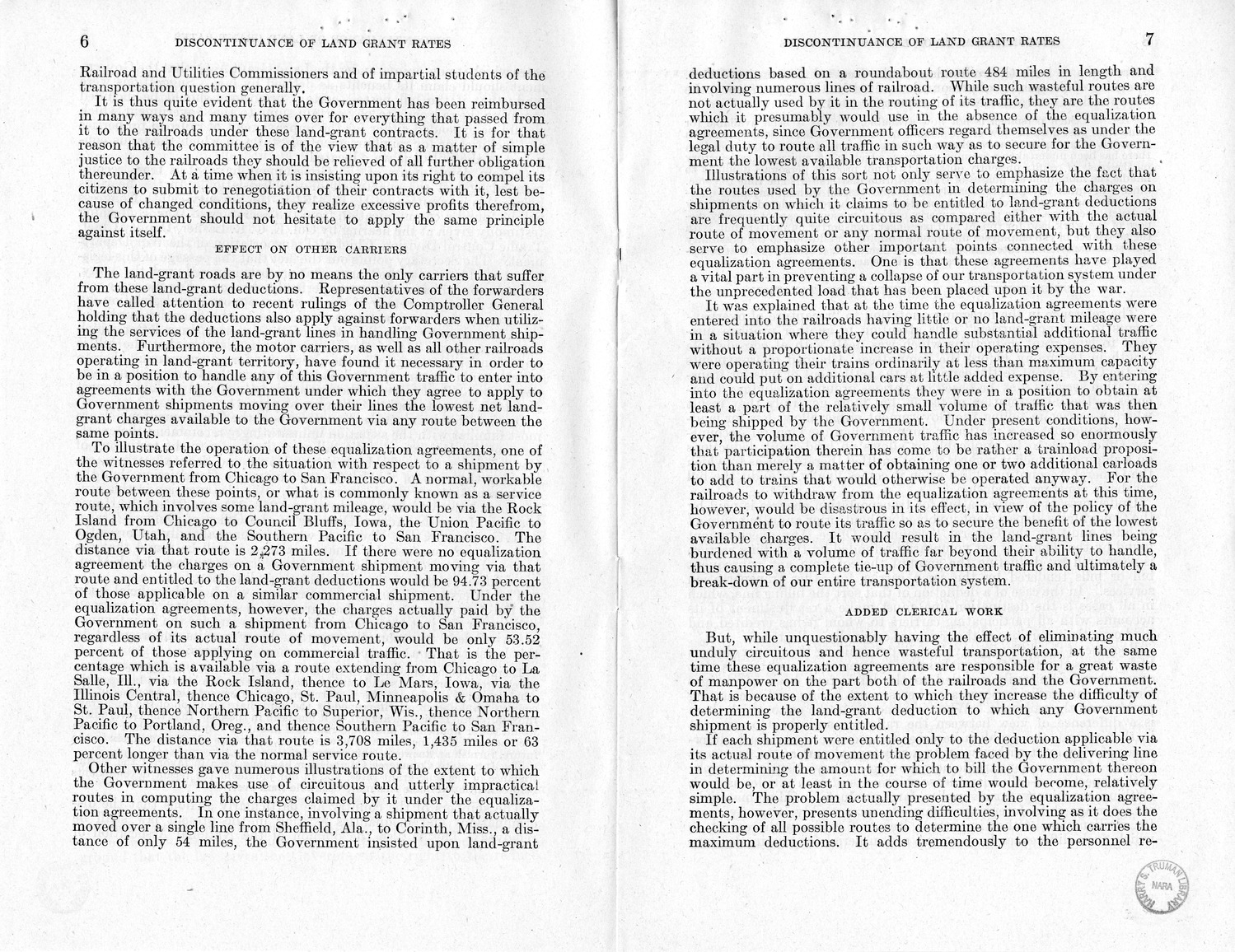 Memorandum from Harold D. Smith to M. C. Latta, H.R. 694, To Amend Section 321, Title III, Part II, Transportation Act of 1940, with Respect to the Movement of Government Traffic, with Attachments