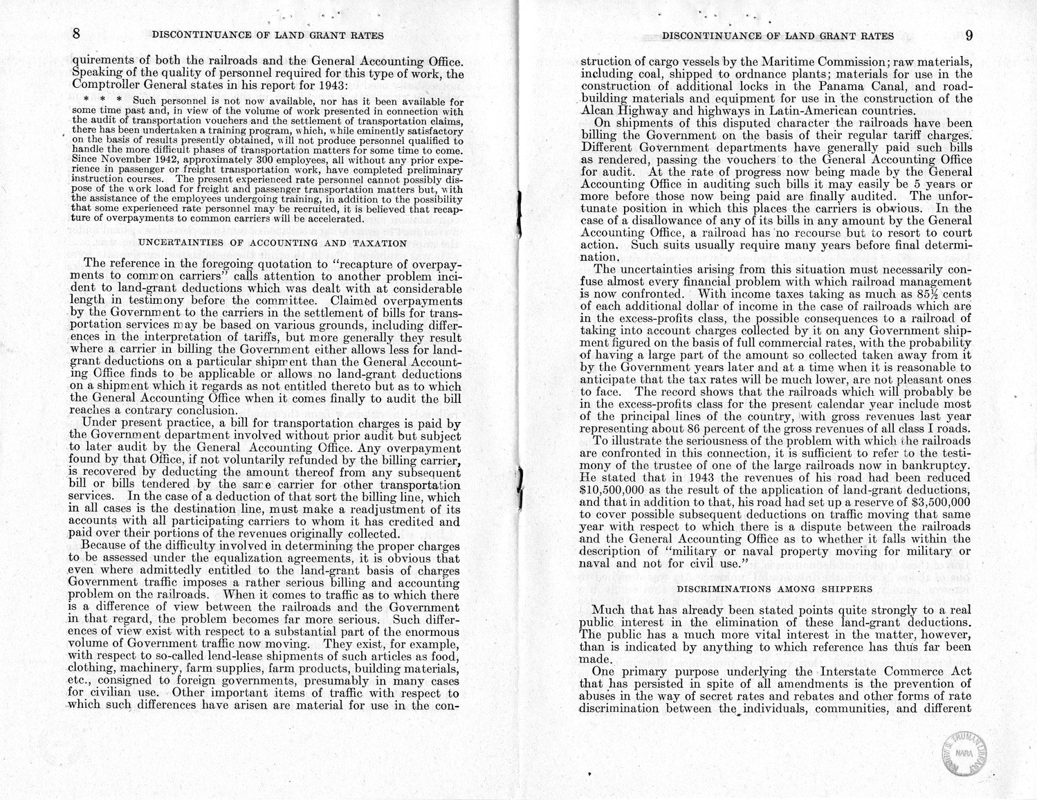 Memorandum from Harold D. Smith to M. C. Latta, H.R. 694, To Amend Section 321, Title III, Part II, Transportation Act of 1940, with Respect to the Movement of Government Traffic, with Attachments