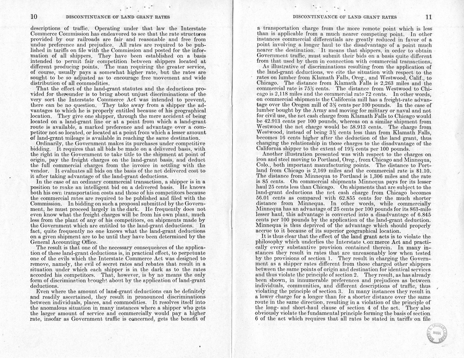 Memorandum from Harold D. Smith to M. C. Latta, H.R. 694, To Amend Section 321, Title III, Part II, Transportation Act of 1940, with Respect to the Movement of Government Traffic, with Attachments