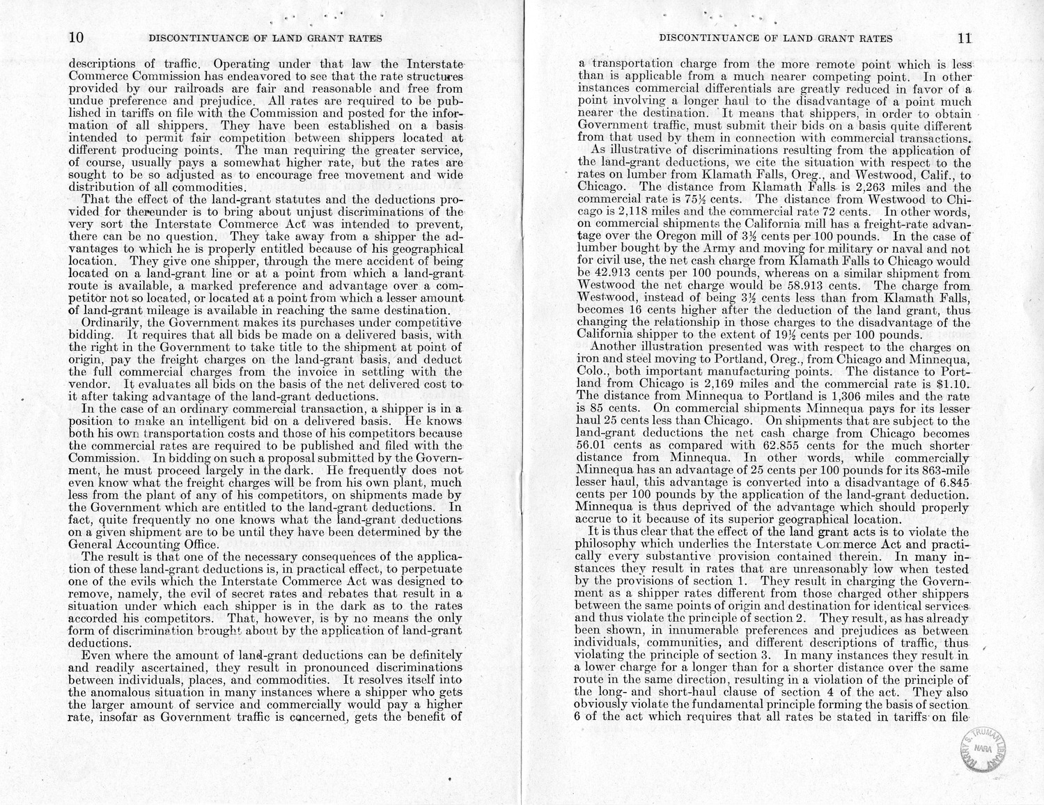 Memorandum from Harold D. Smith to M. C. Latta, H.R. 694, To Amend Section 321, Title III, Part II, Transportation Act of 1940, with Respect to the Movement of Government Traffic, with Attachments