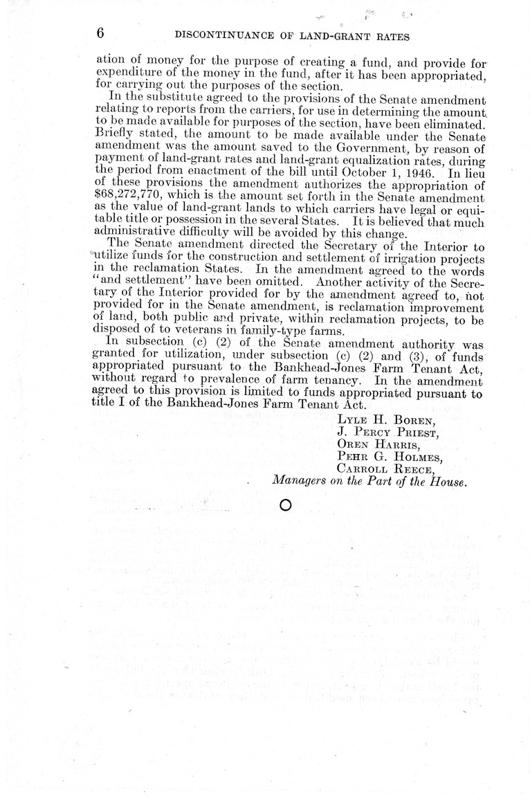 Memorandum from Harold D. Smith to M. C. Latta, H.R. 694, To Amend Section 321, Title III, Part II, Transportation Act of 1940, with Respect to the Movement of Government Traffic, with Attachments