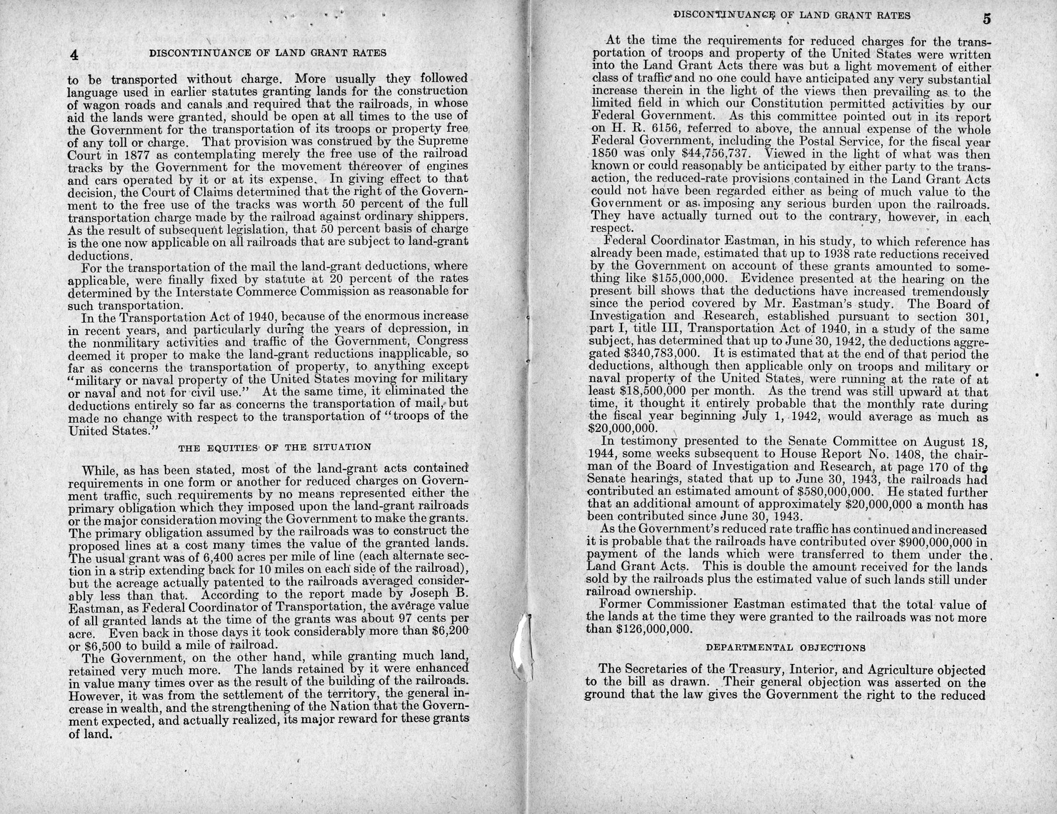 Memorandum from Harold D. Smith to M. C. Latta, H.R. 694, To Amend Section 321, Title III, Part II, Transportation Act of 1940, with Respect to the Movement of Government Traffic, with Attachments