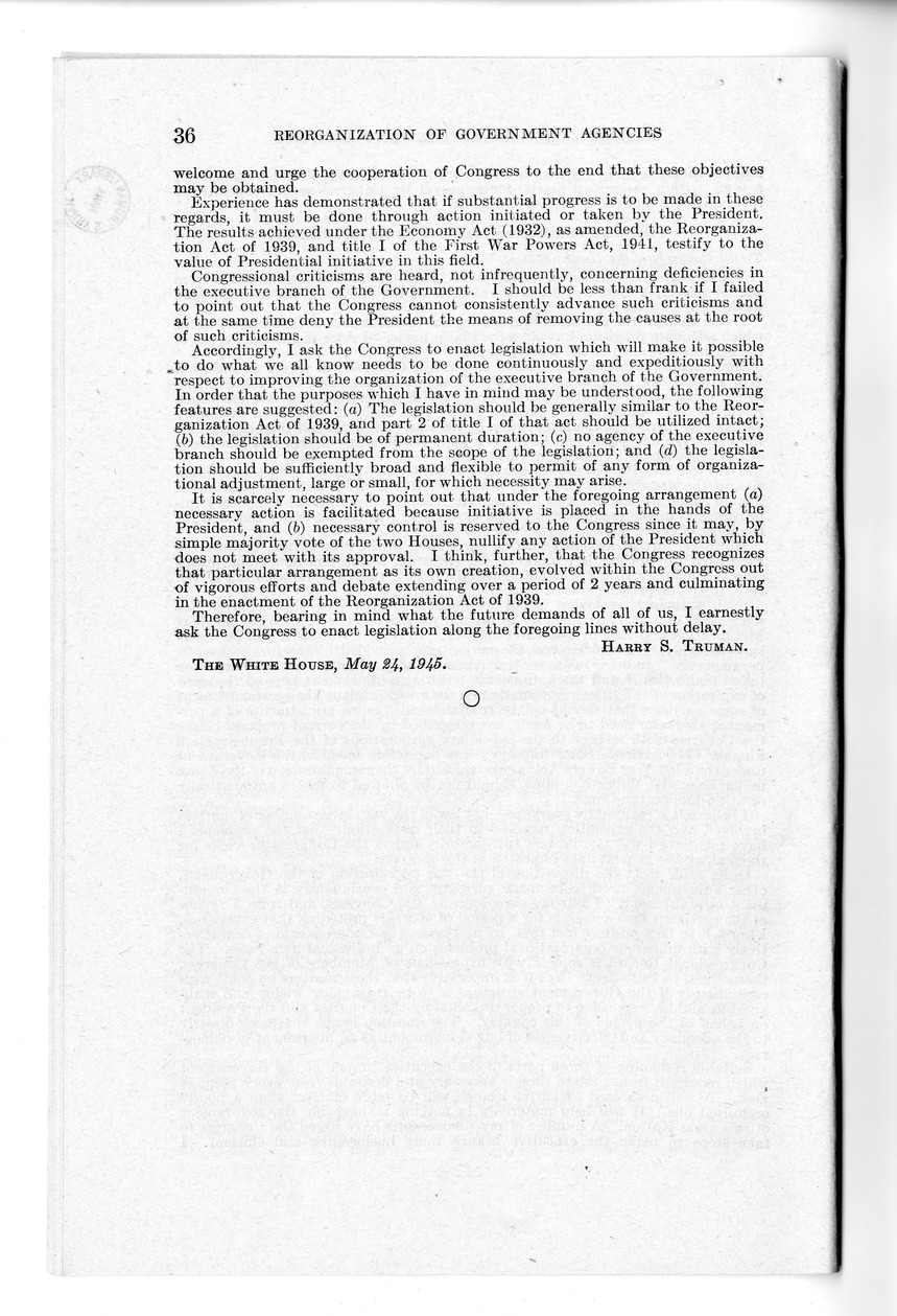 Memorandum from Harold D. Smith to M. C. Latta, H.R. 4129, To Provide for the Reorganization of Government Agencies, and for Other Purposes, with Attachments