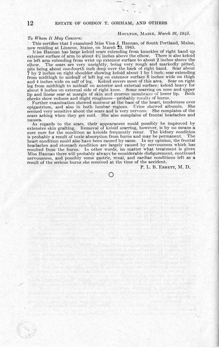 Memorandum from Frederick J. Bailey to M. C. Latta, H.R. 1348, For the Relief of the Estate of Gordon T. Gorham, and Others, with Attachments
