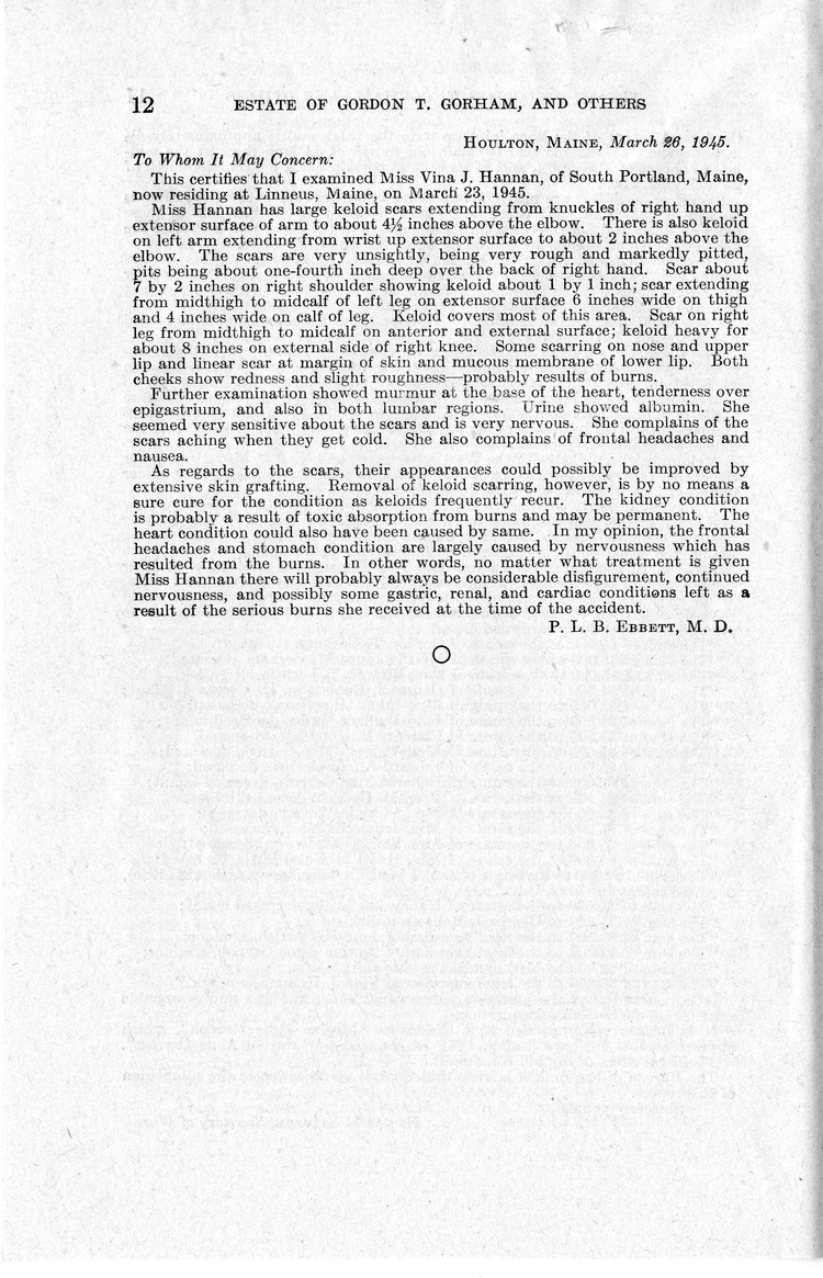 Memorandum from Frederick J. Bailey to M. C. Latta, H.R. 1348, For the Relief of the Estate of Gordon T. Gorham, and Others, with Attachments