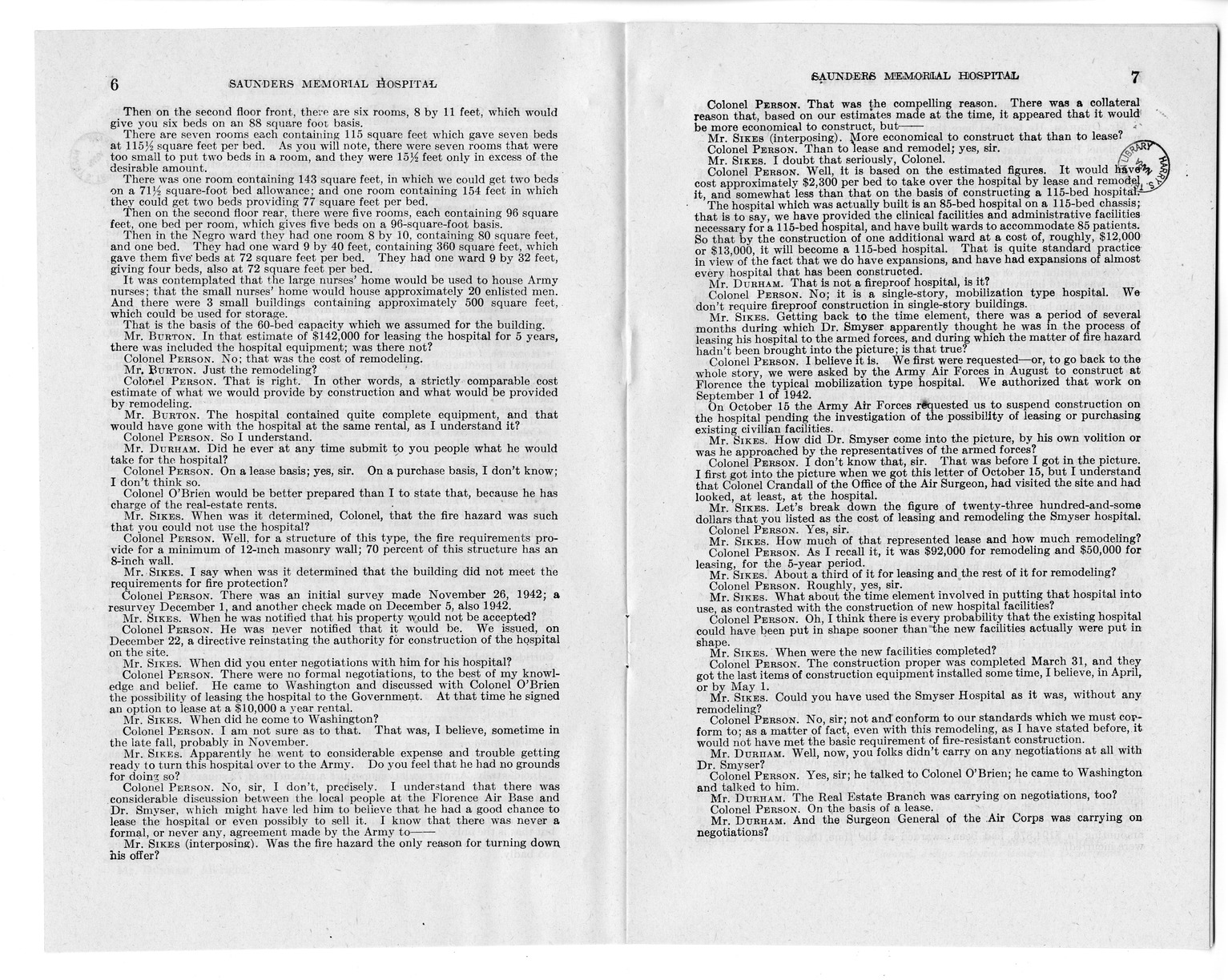 Memorandum from Harold D. Smith to M. C. Latta, H. R. 1793, To Confer Jurisdiction Upon the United States District Court for the Eastern District of South Carolina to Hear, Determine, and Render Judgment Upon the Claim of the Board of Trustees of the Saunders Memorial Hospital, with Attachments