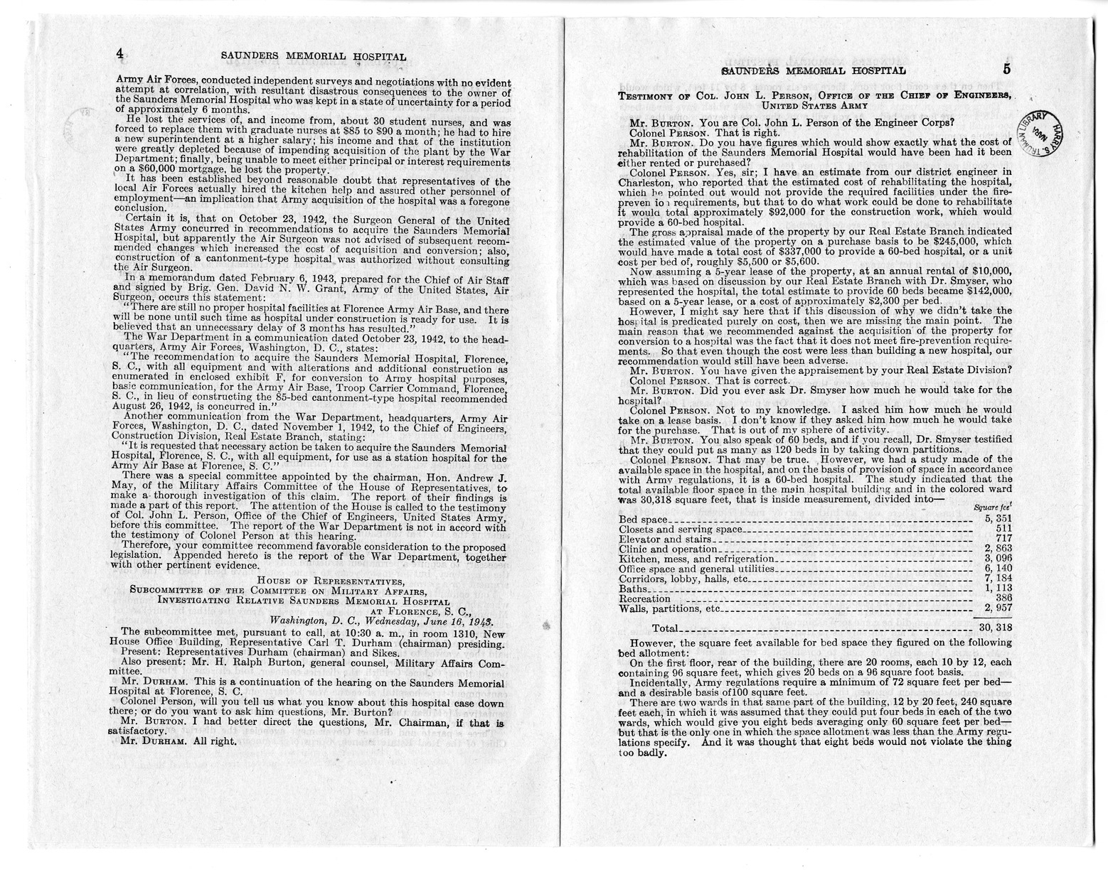 Memorandum from Harold D. Smith to M. C. Latta, H. R. 1793, To Confer Jurisdiction Upon the United States District Court for the Eastern District of South Carolina to Hear, Determine, and Render Judgment Upon the Claim of the Board of Trustees of the Saunders Memorial Hospital, with Attachments