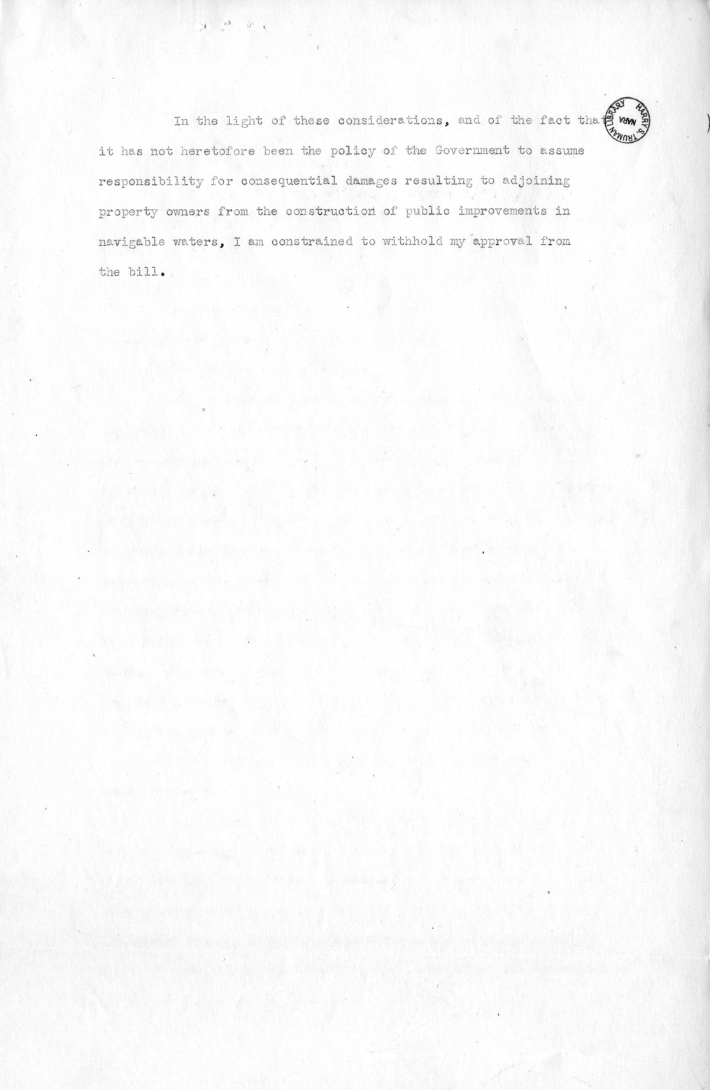 Memorandum from Harold D. Smith to M. C. Latta, H.R. 3574, For the Relief of Certain Claimants Who Suffered Loss by Flood in, at, or Near Bean Lake in Platte County, in the State of Missouri, During the Month of March 1934, with Attachments