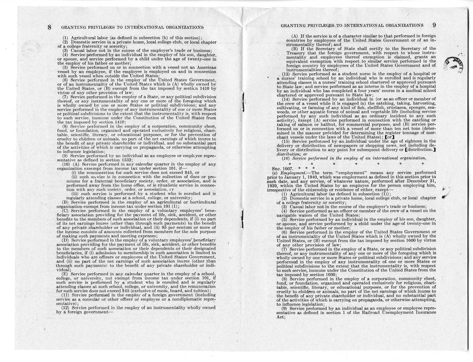 Memorandum from Harold D. Smith to M. C. Latta, H. R. 4489, To Extend Certain Privileges, Exemptions, and Immunities to International Organizations and to the Officers and Employees Thereof, with Attachments