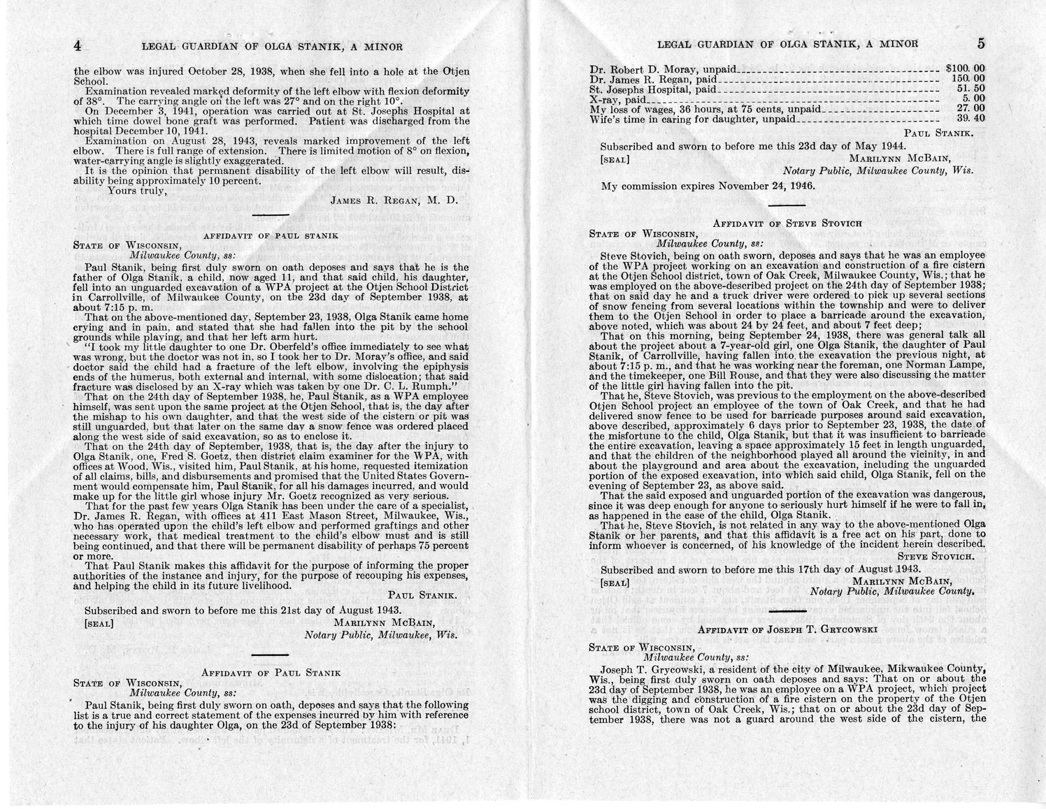 Memorandum from Frederick J. Bailey to M. C. Latta, H. R. 3514, For the Relief of the Legal Guardian of Olga Stanik, a Minor, with Attachments