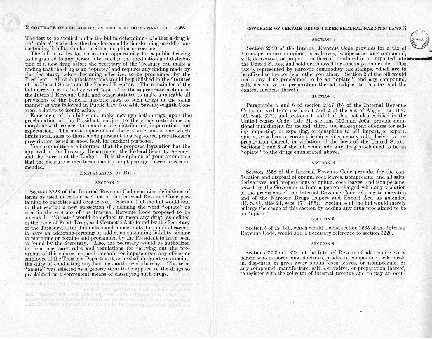 Memorandum from Harold D. Smith to M. C. Latta, H. R. 2348, To Provide for the Coverage of Certain Drugs Under the Federal Narcotic Laws, with Attachments