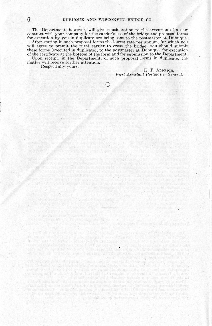 Memorandum from Frederick J. Bailey to M. C. Latta, H.R. 2748, For the Relief of the Dubuque and Wisconsin Bridge Company, with Attachments