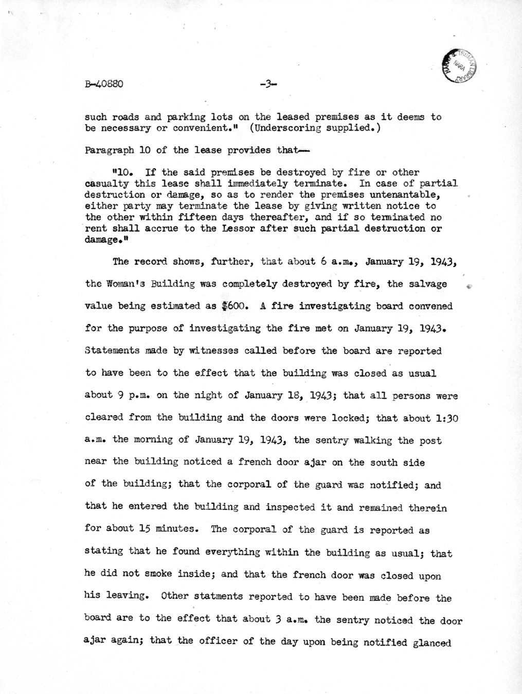 Memorandum from Harold D. Smith to M. C. Latta, S. 176, For the Relief of the City of Memphis, Tennessee, and Memphis Park Commission, with Attachments