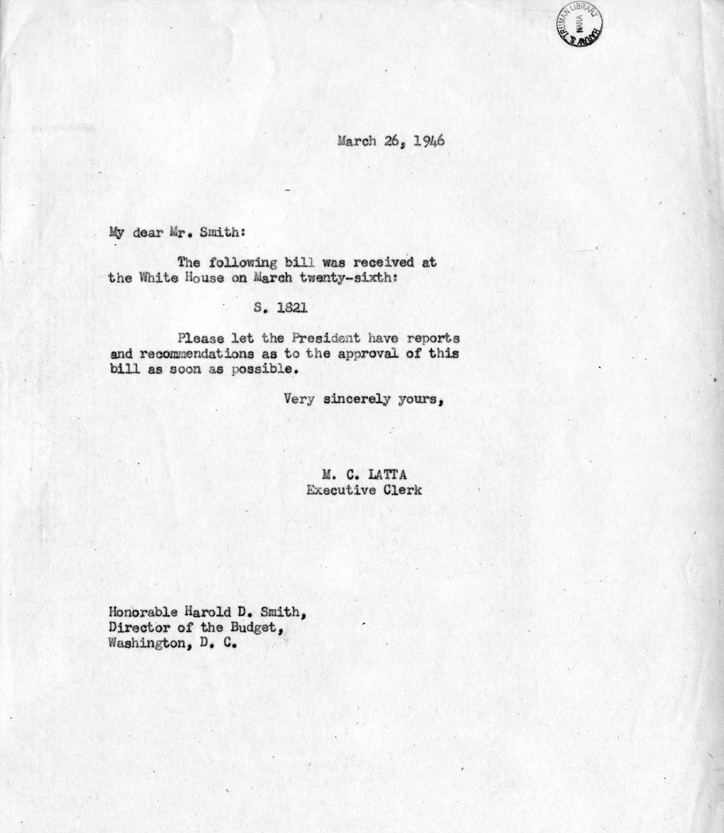 Memorandum from M.C. Latta to Harold D. Smith