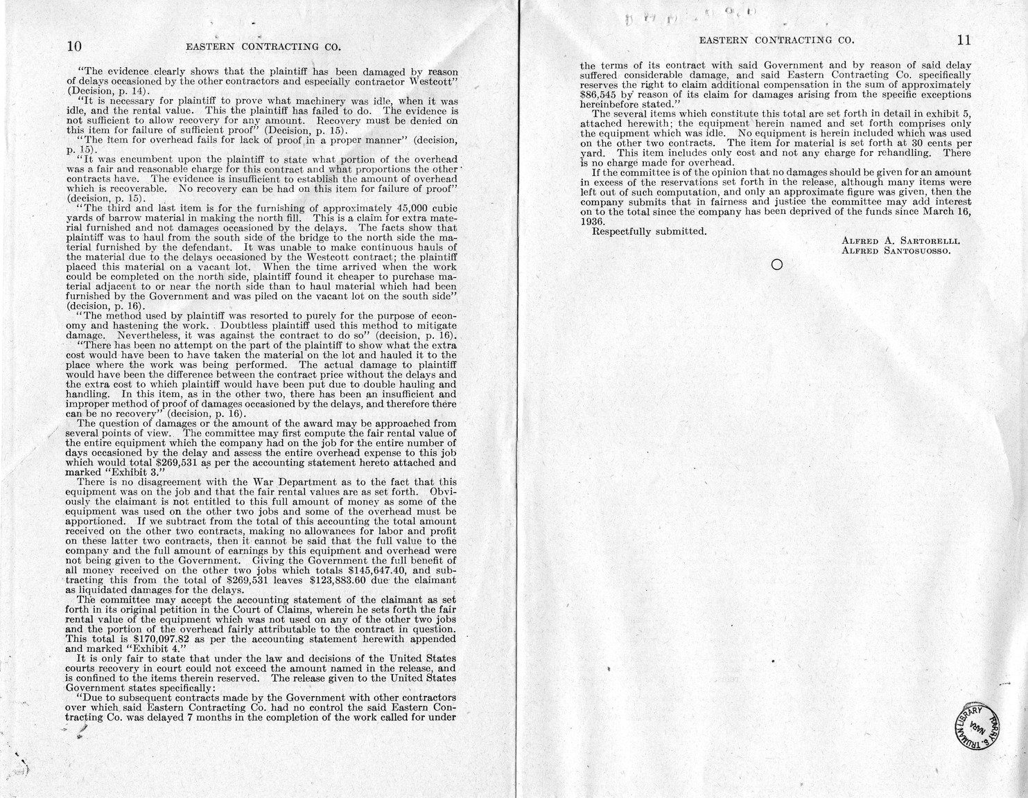 Memorandum from Frederick J. Bailey to M. C. Latta, H.R. 2518, To Confer Jurisdiction Upon the Court of Claims to Hear, Determine, and Render Judgment Upon a Certain Claim of Eastern Contracting Company, A Corporation, Against the United States, with Attachments