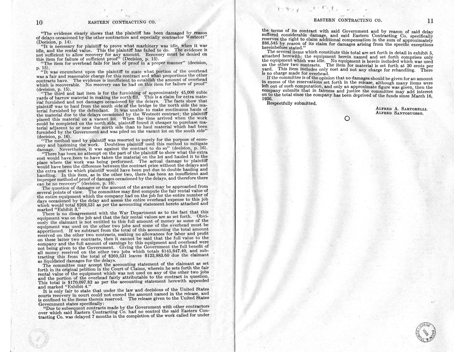 Memorandum from Frederick J. Bailey to M. C. Latta, H.R. 2518, To Confer Jurisdiction Upon the Court of Claims to Hear, Determine, and Render Judgment Upon a Certain Claim of Eastern Contracting Company, A Corporation, Against the United States, with Attachments