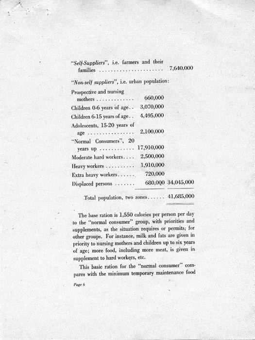 Report, \"German Agricultural and Food Requirements\"