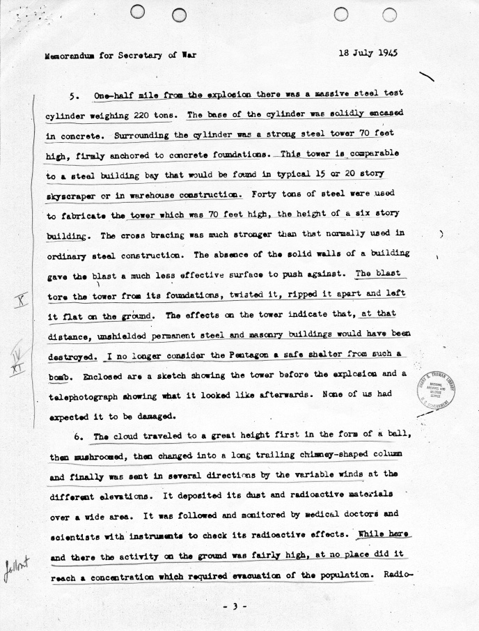 Leslie. R. Groves to Henry Stimson