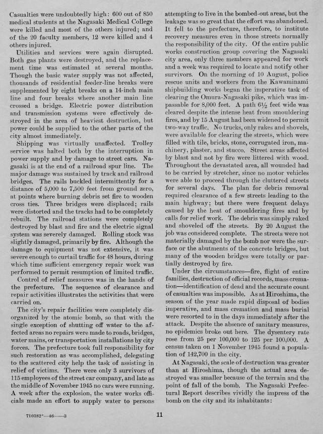 \"United States Strategic Bombing Survey: The Effects of the Atomic Bombs on Hiroshima and Nagasaki\"