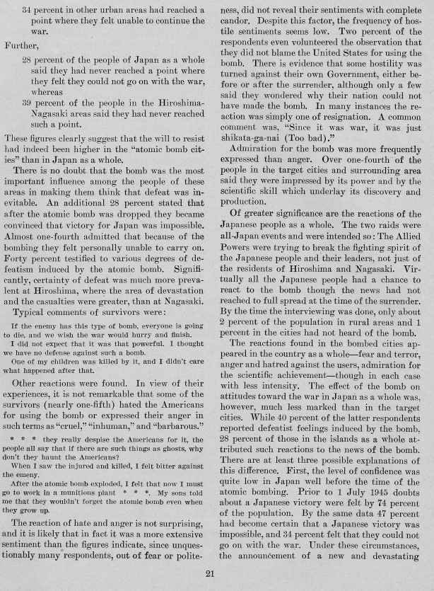 \"United States Strategic Bombing Survey: The Effects of the Atomic Bombs on Hiroshima and Nagasaki\"