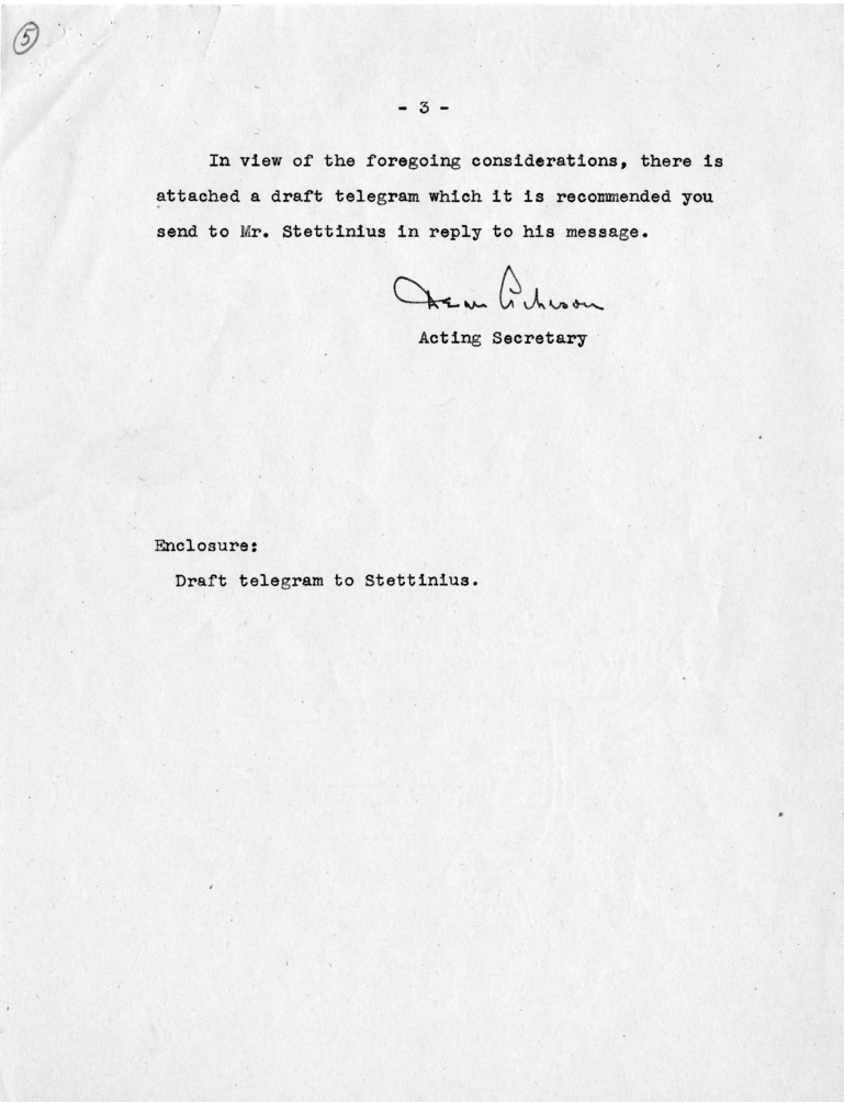 Memorandum from Dean Acheson to President Harry S. Truman With Related Correspondence from Edward Stettinius and a Reply from M. C. Latta