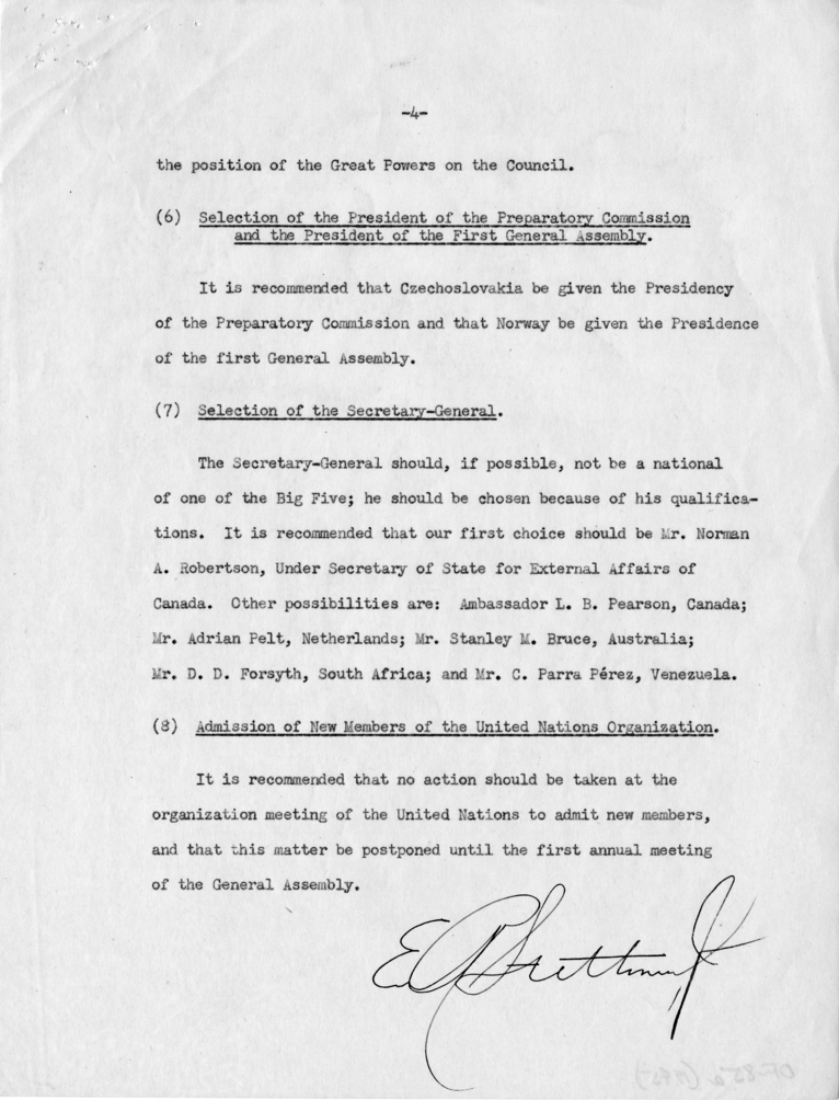 Memorandum from Dean Acheson to President Harry S. Truman With Related Correspondence from Edward Stettinius and a Reply from M. C. Latta