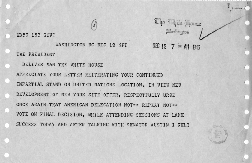 Correspondence Between Harry S. Truman and Francis J. Myers