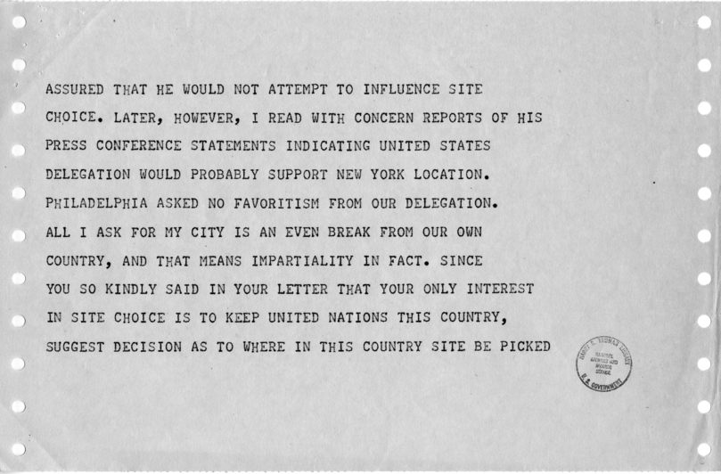 Correspondence Between Harry S. Truman and Francis J. Myers