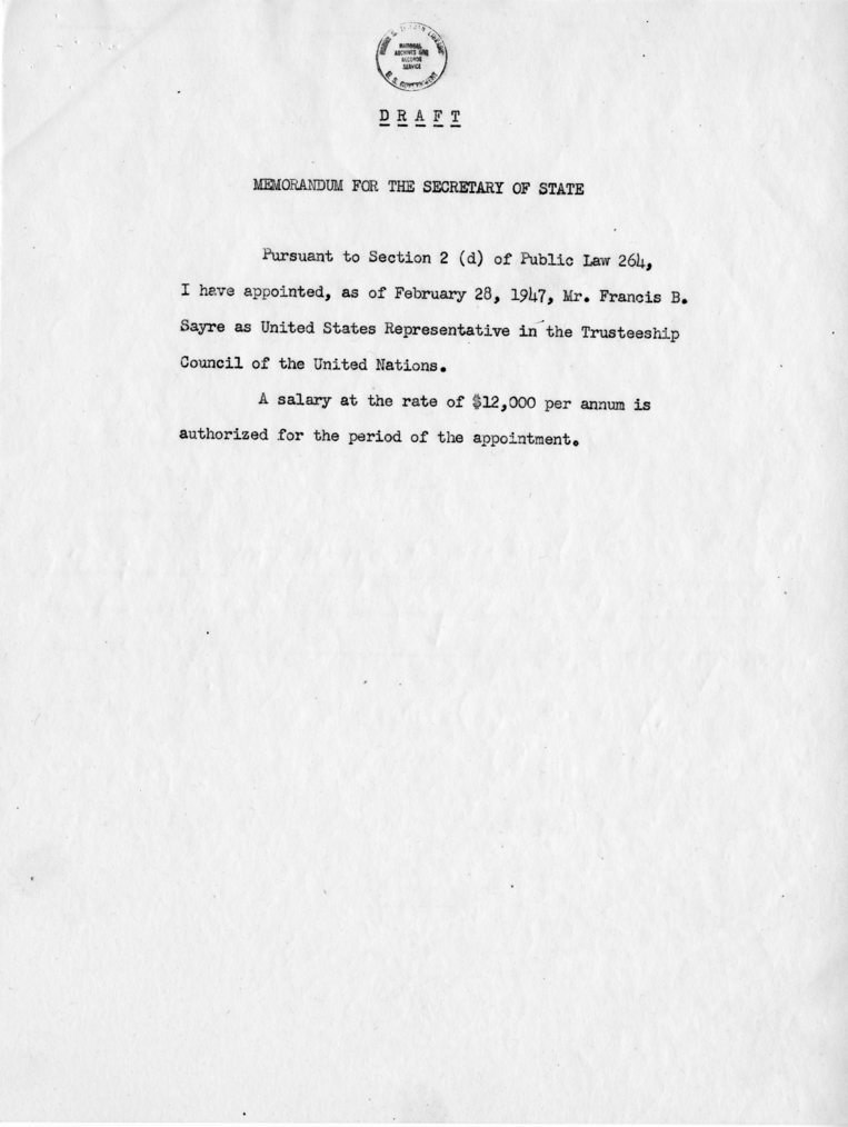 George Marshall to Harry S. Truman, With Attachments