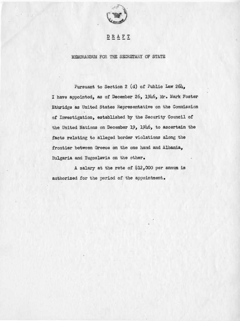 George Marshall to Harry S. Truman, With Attachments