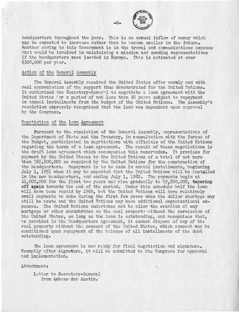 Memorandum, James E. Webb to Harry S. Truman, With Attachments