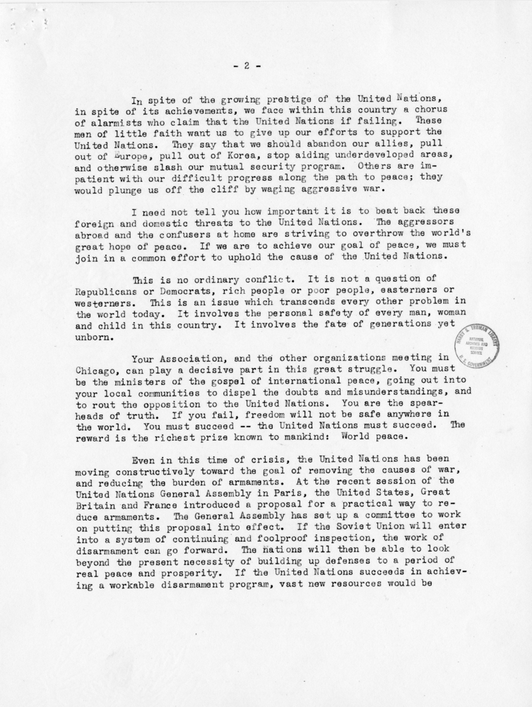 Letter from President Harry S. Truman to William Emerson