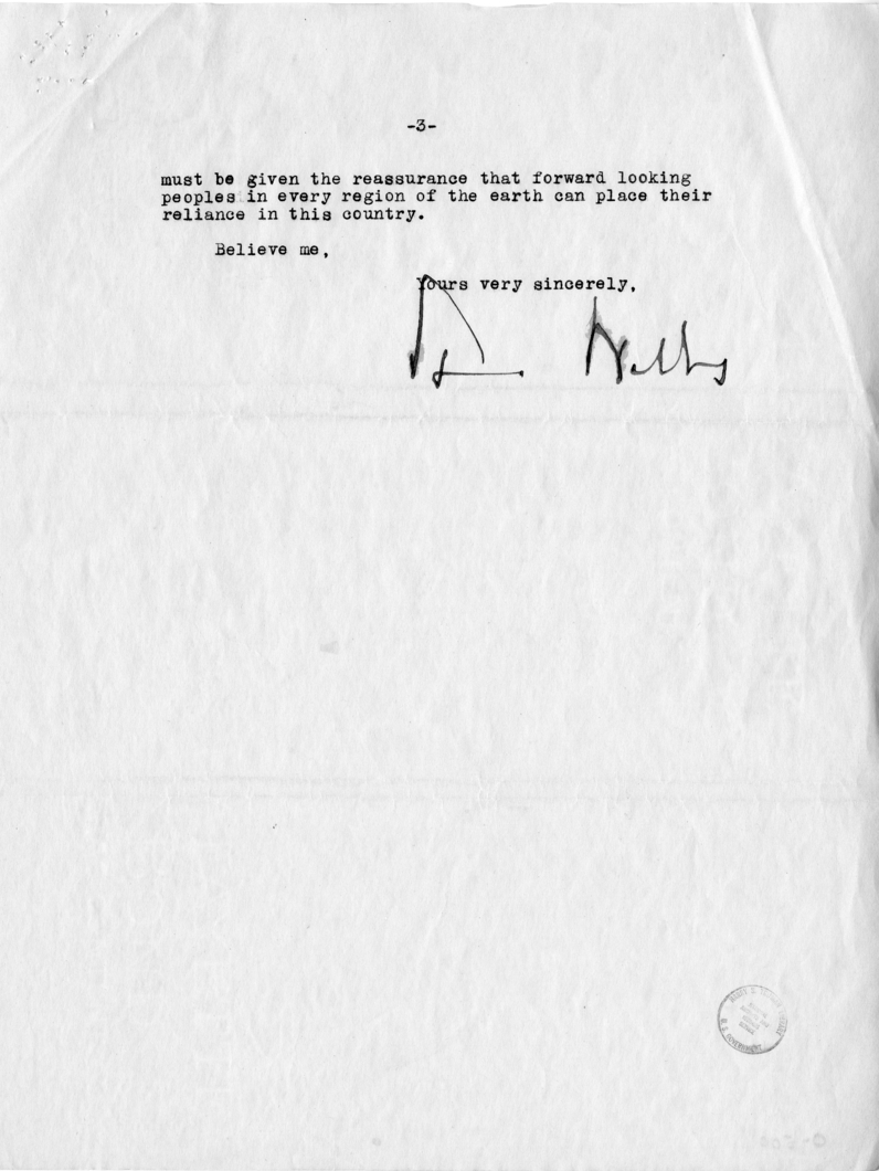 Correspondence Between President Harry S. Truman and Henry A. Wallace With Attached Letter From Sumner Welles to Henry Wallace