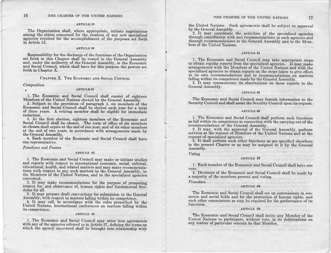 "The Charter of the United Nations, Address of the President of the United States"