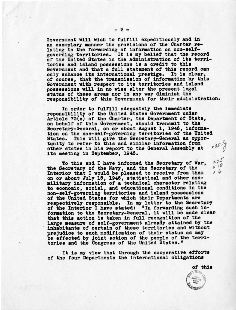 Memorandum from Acting Secretary of State Dean Acheson to President Harry S. Truman