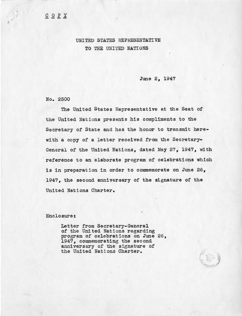 George C. Marshall to Harry S. Truman With Related Correspondence