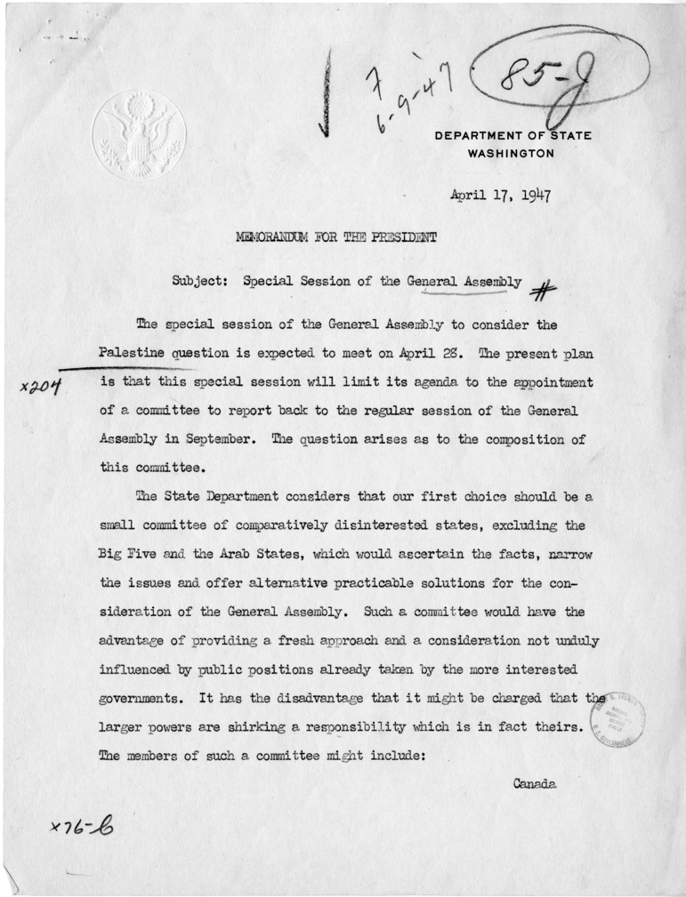 Memorandum, Dean Acheson to Harry S. Truman